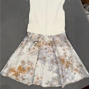 Ted Baker Cream Ribbed Knit Top with Gold Logo